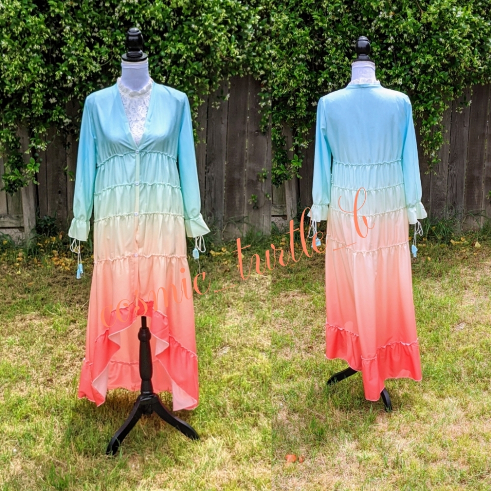 2X HP Rainbow Ombre Hi-Low Maxi Dress cover up - Picture 7 of 8